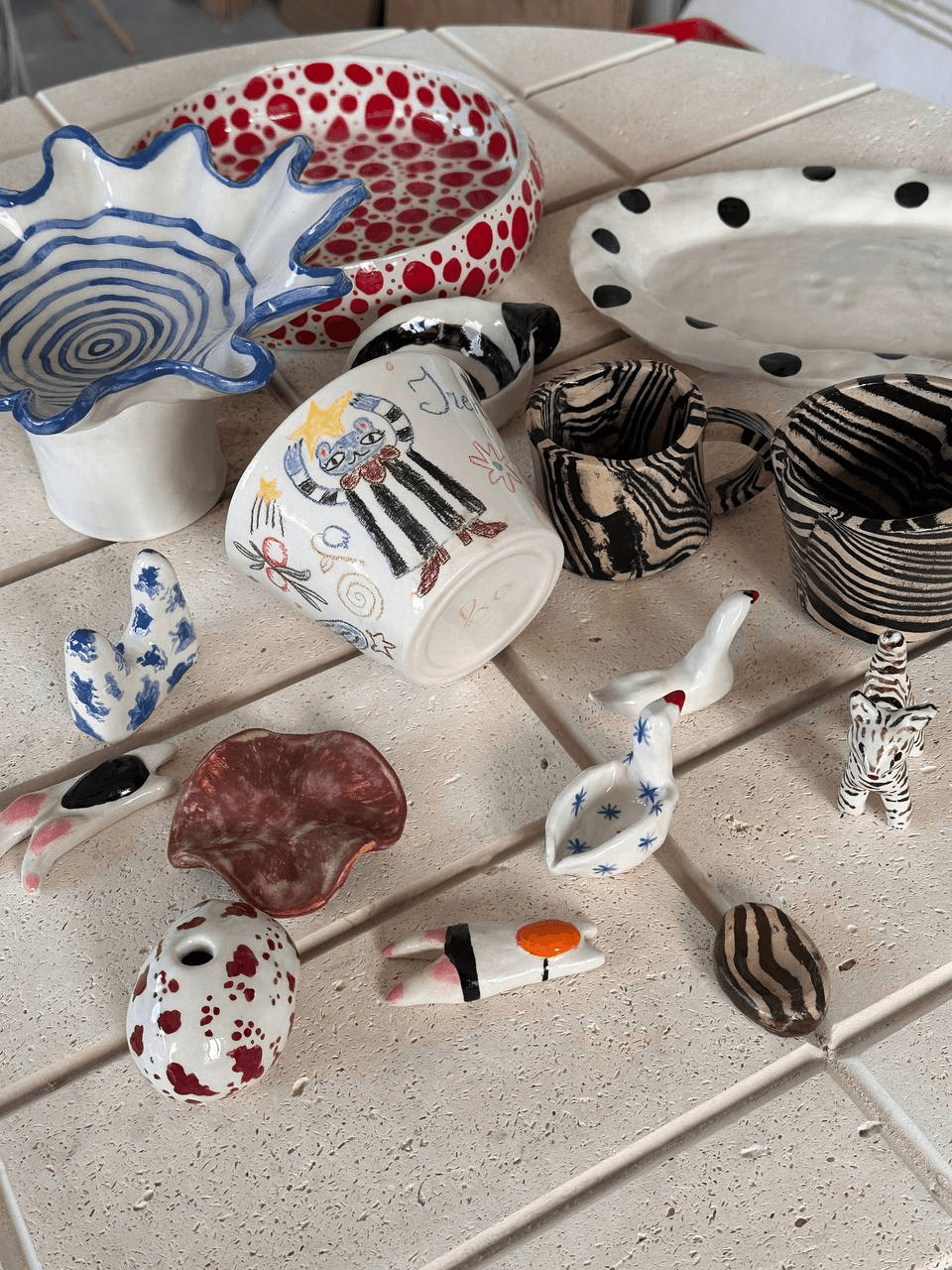 Gotowe prace ceramiczne po wypale